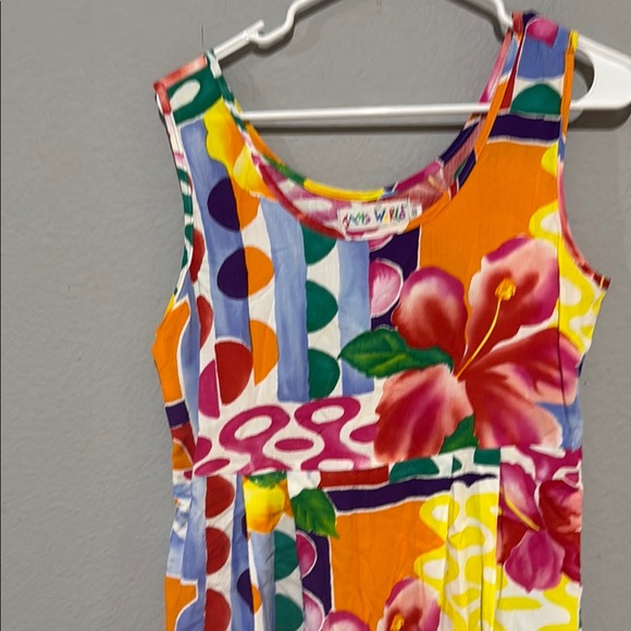 Jams World vintage 90s Red Pink hibiscus Sleeveless Sundress Maxi pockets floral - Picture 4 of 9